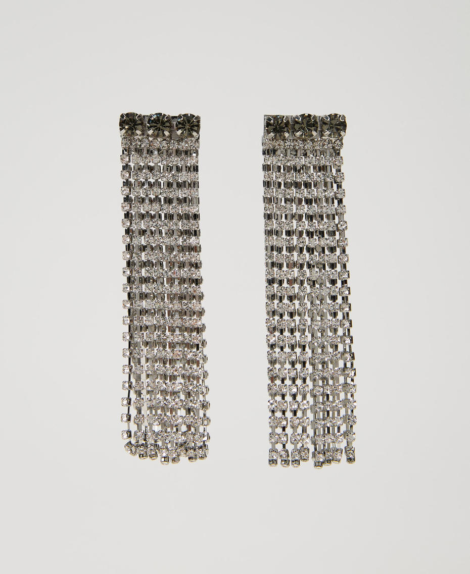 Earrings with rhinestone fringes