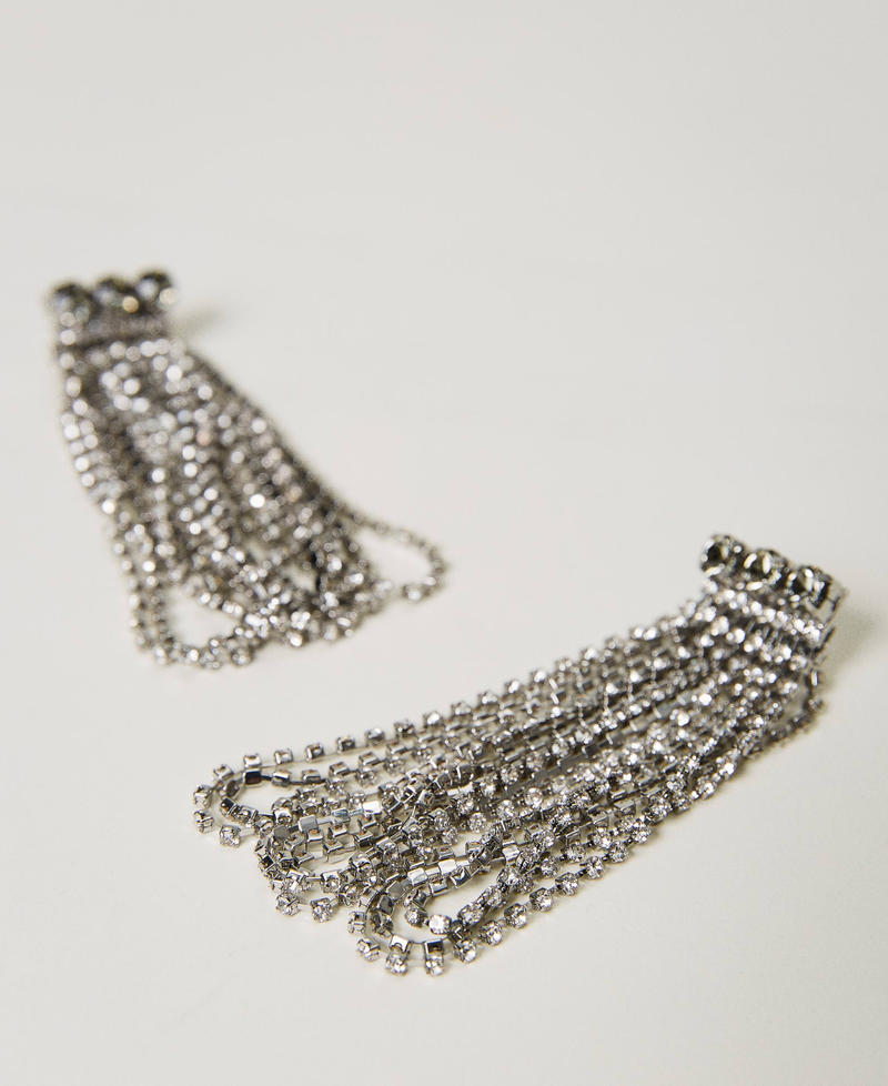 Earrings with rhinestone fringes