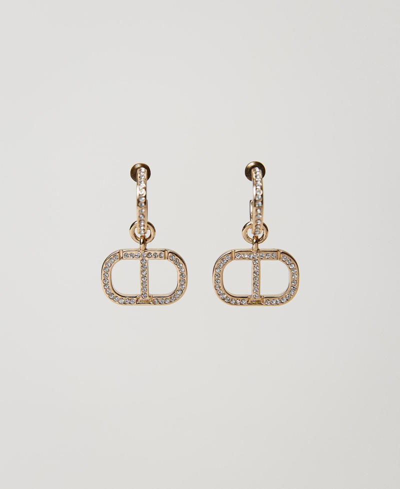 Orecchini con logo Oval T e strass
