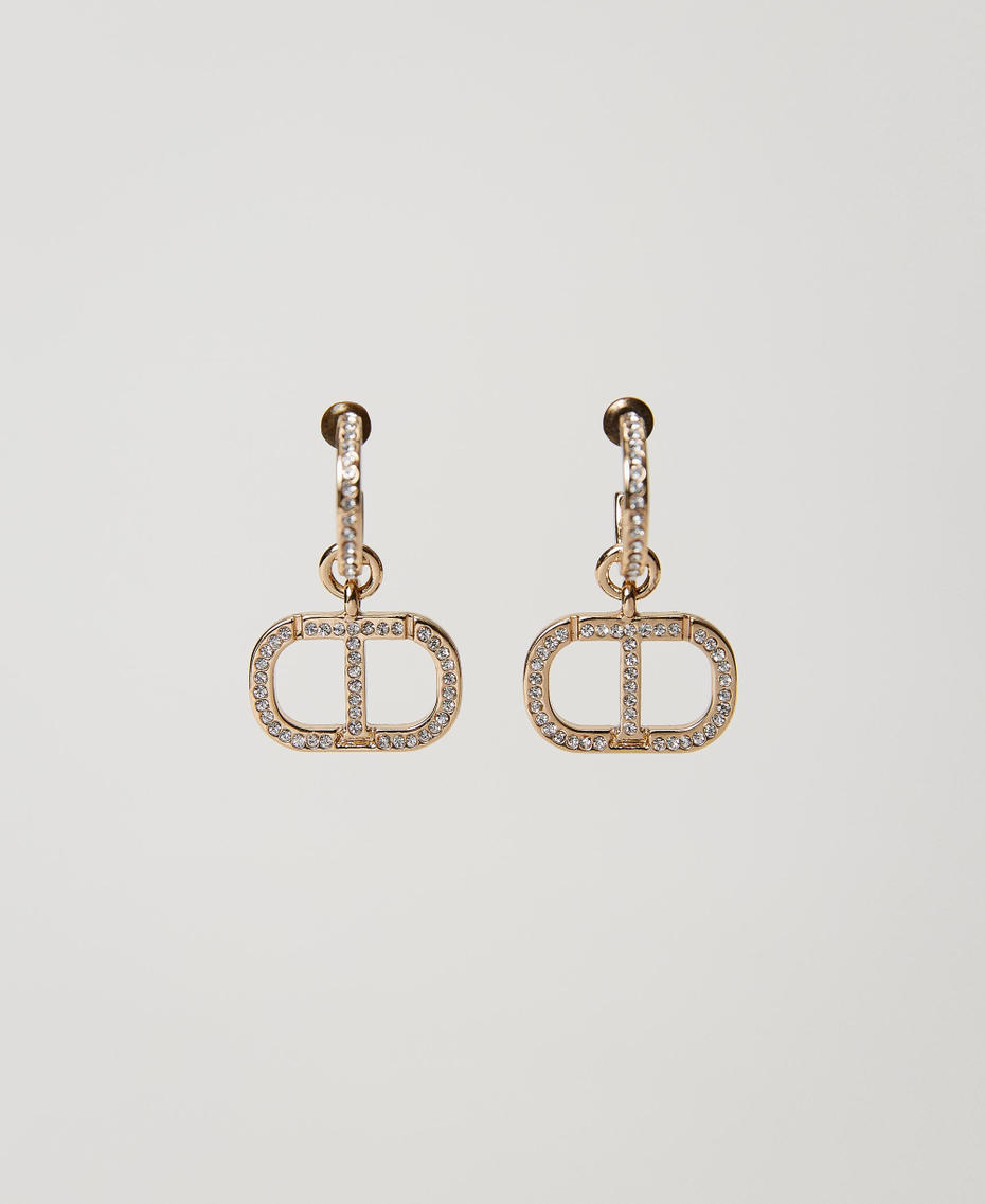 Orecchini con logo Oval T e strass