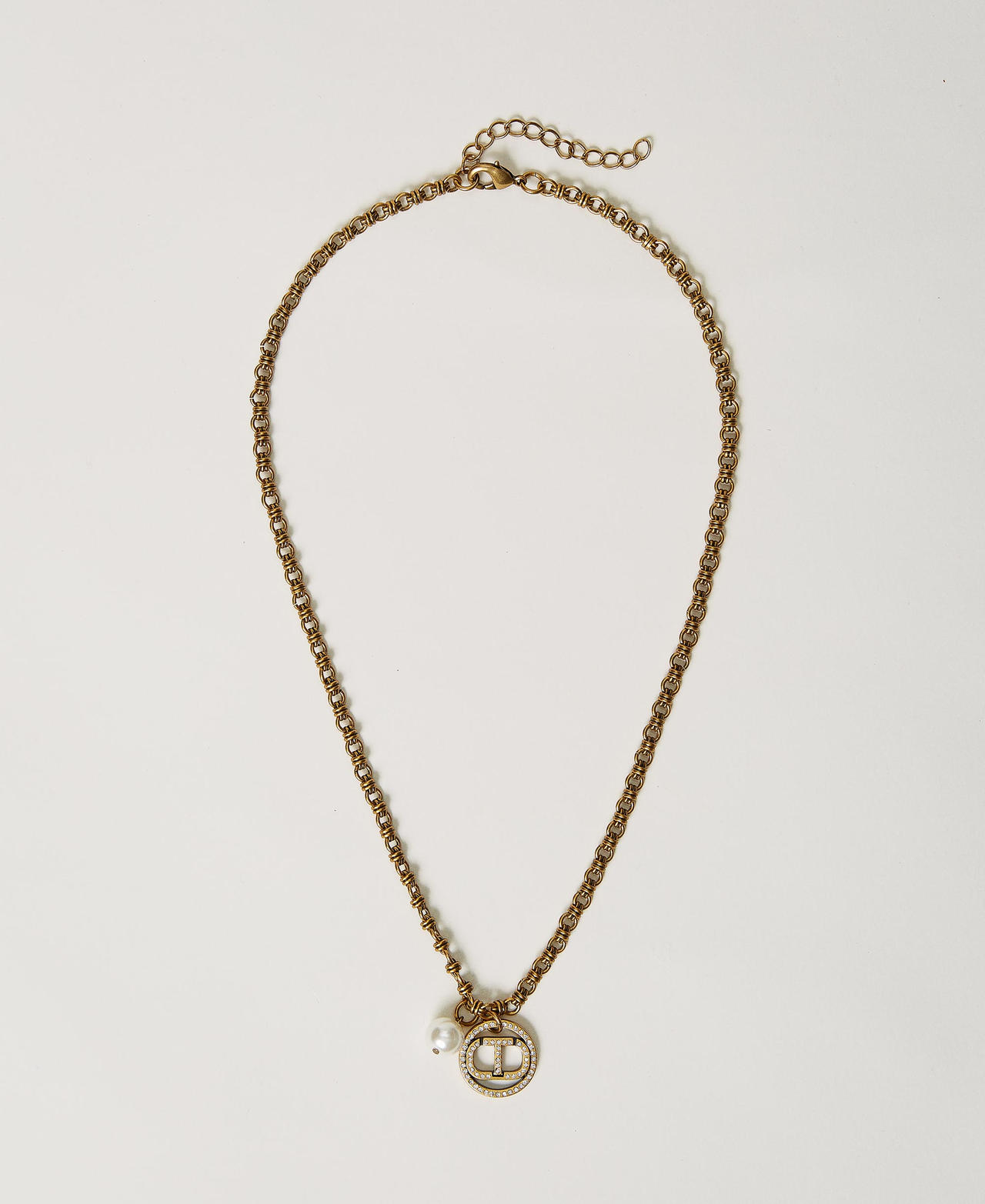 Necklace with Oval T logo pendant &ldquo;Aged Coppery Brass&rdquo; Gold Woman 231TA4178_04758_01