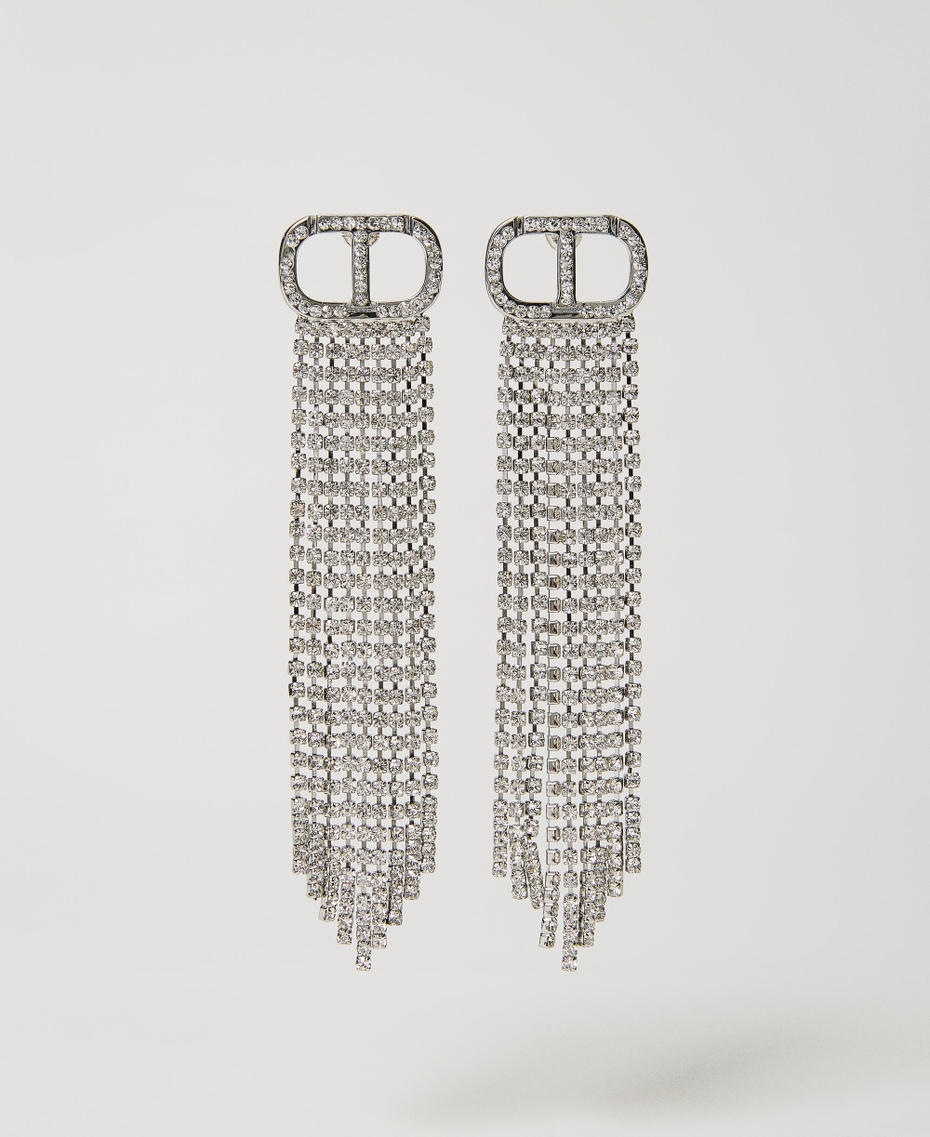 Orecchini con Oval T e frange di strass