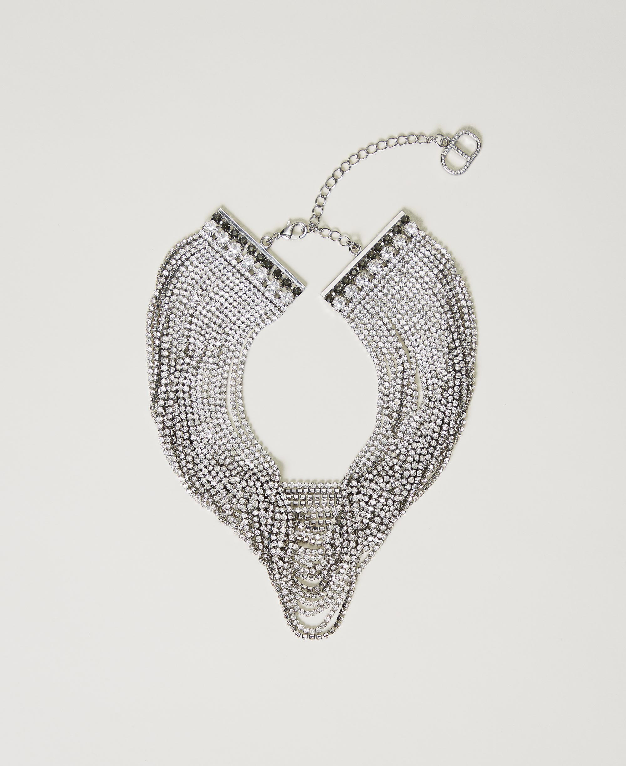 Multi-strand necklace with rhinestones