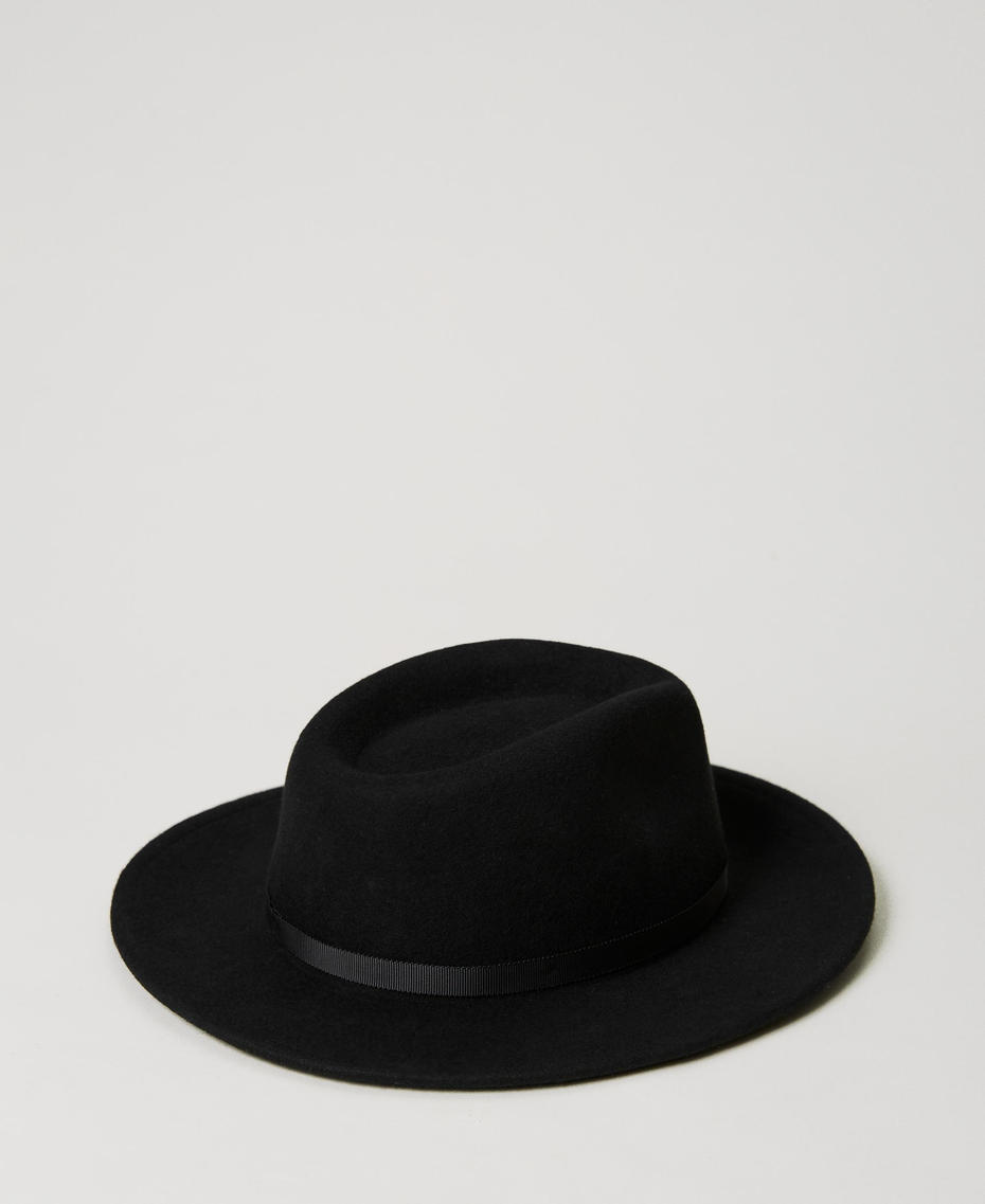 Шляпа из сукна с цветочным логотипом Oval T Черный женщина 231TA4261-03