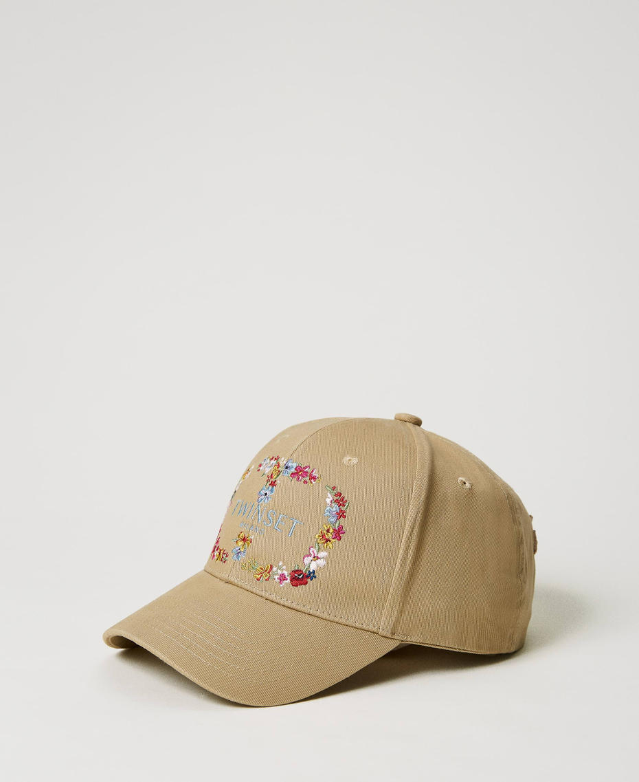 Cappello da baseball con Oval T a fiori Beige "Canapa Chiaro" Donna 231TA4262-01
