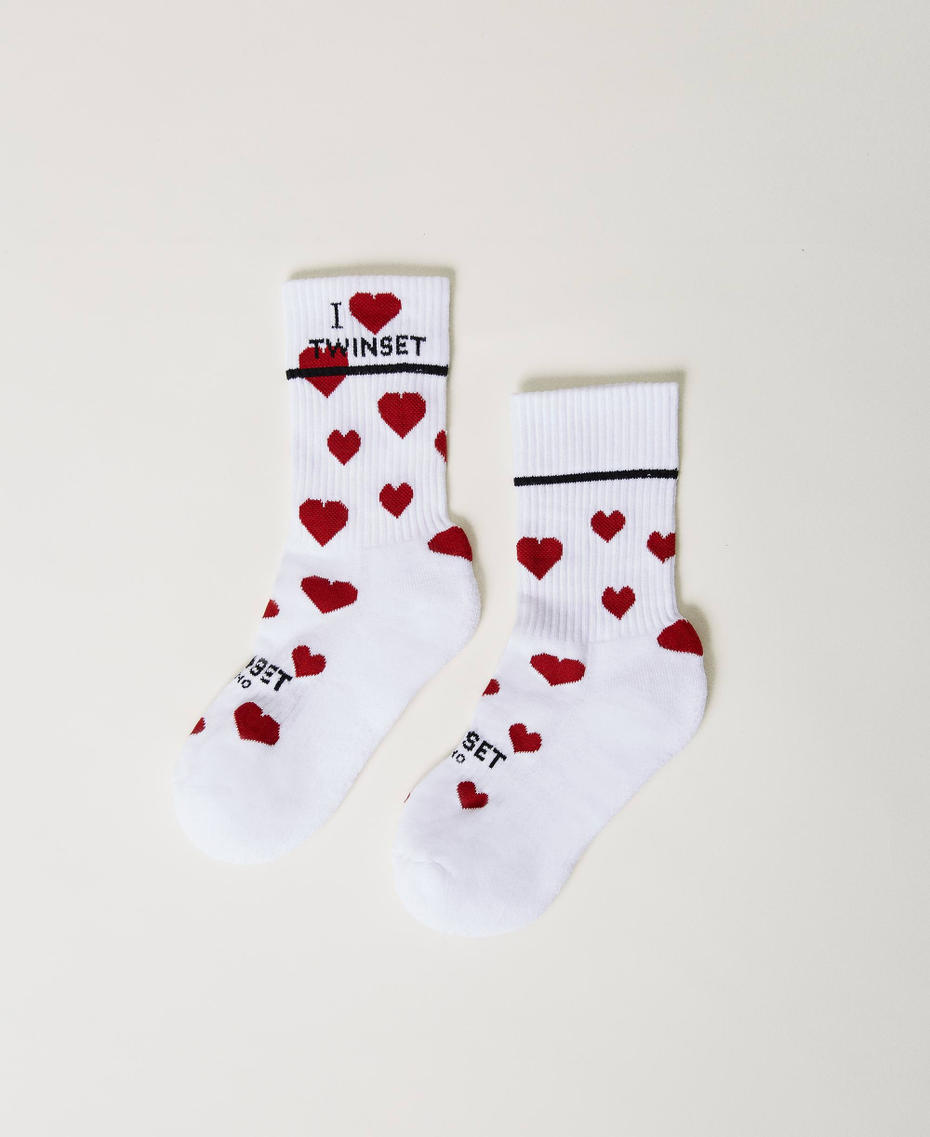 Jacquard socks with heart pattern Black Woman 231TA4300-01
