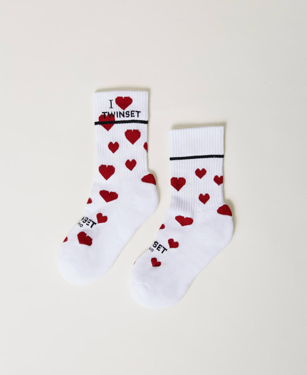 Jacquard socks with heart pattern White Snow Woman 231TA4300_00282_01