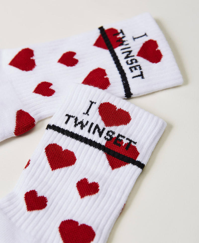 Jacquard socks with heart pattern White Snow Woman 231TA4300_00282_02