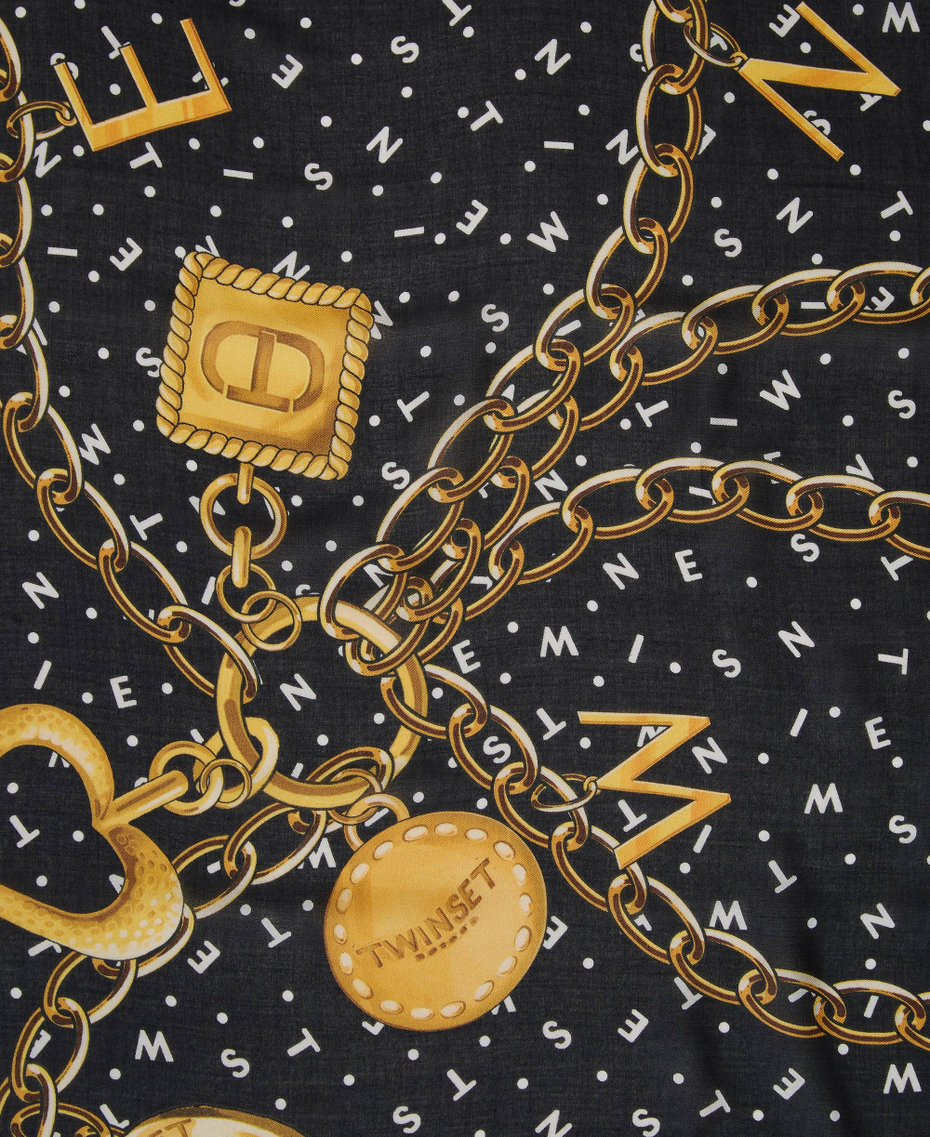 Kefiah with chain Oval T print Black Woman 231TA4400_00006_03