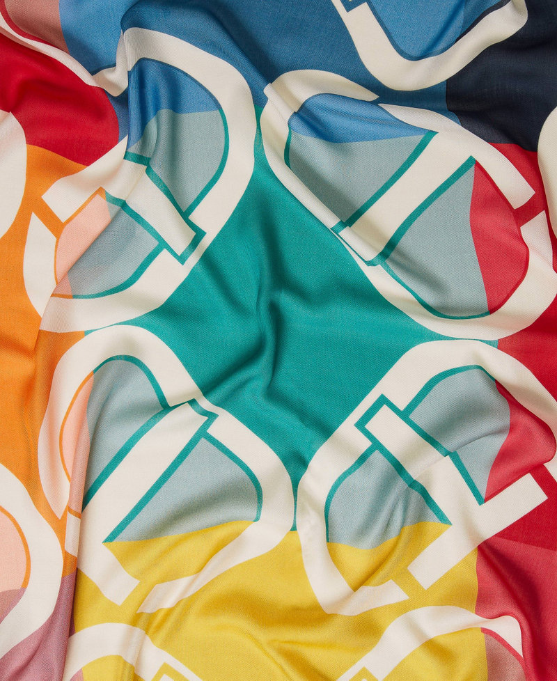 Mehrfarbiges Tuch mit Oval T-Logo Print OVAL T Multicolor Frau 231TA4430-02