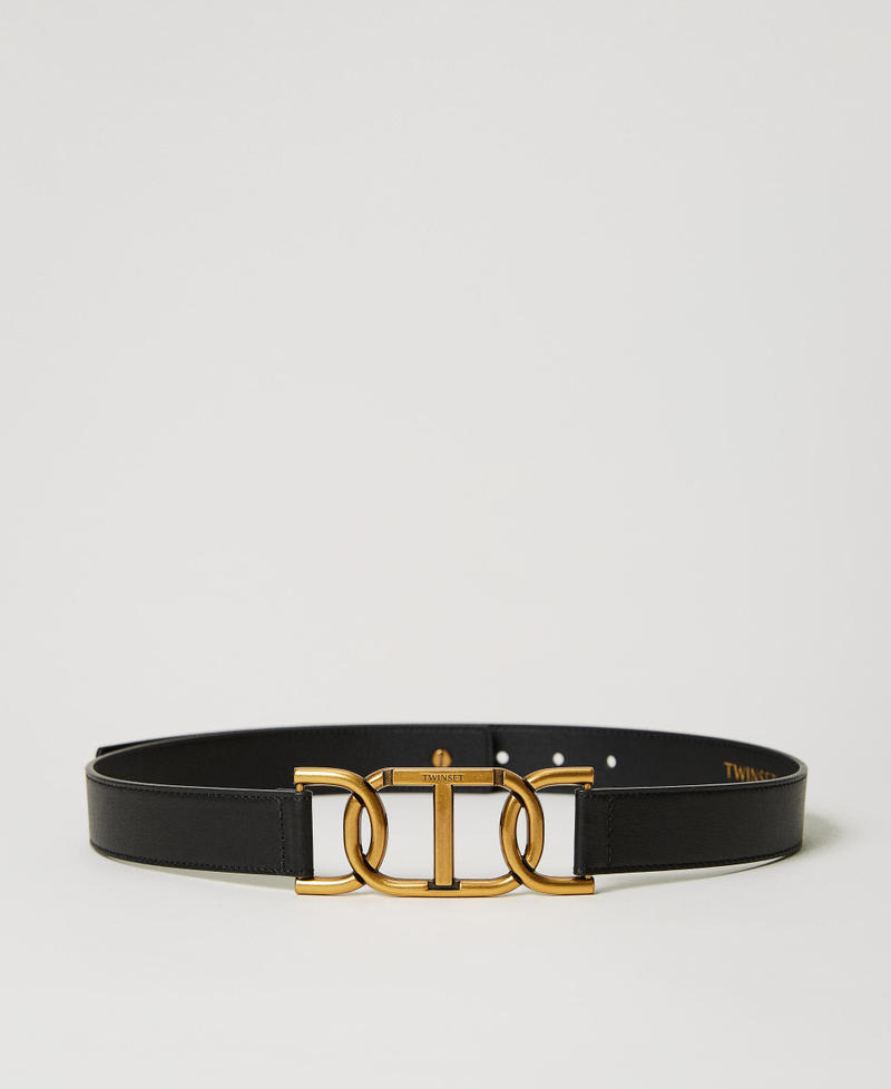 Belt with Oval T chain Black Woman 231TA4470-01