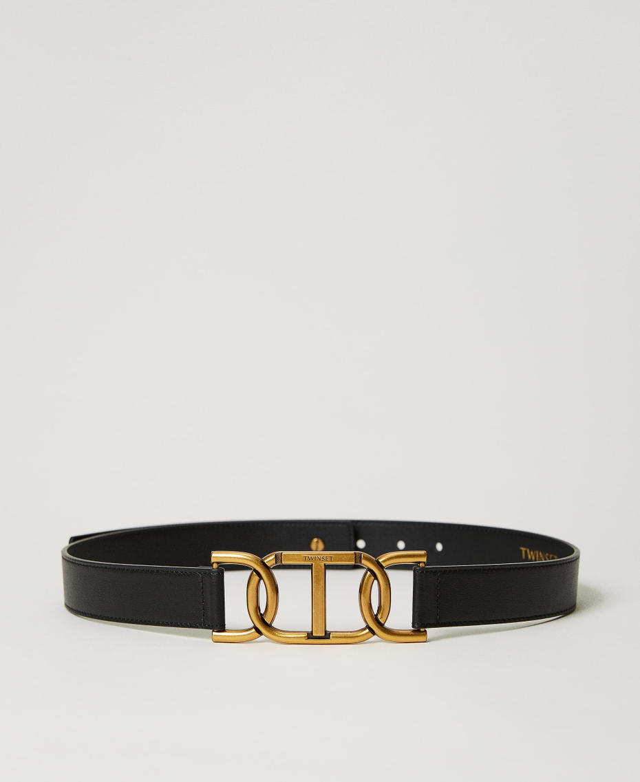 Belt with Oval T chain Black Woman 231TA4470-01