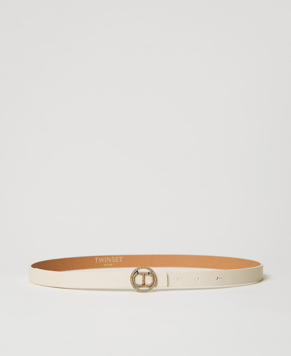 Belt with rhinestone Oval T buckle