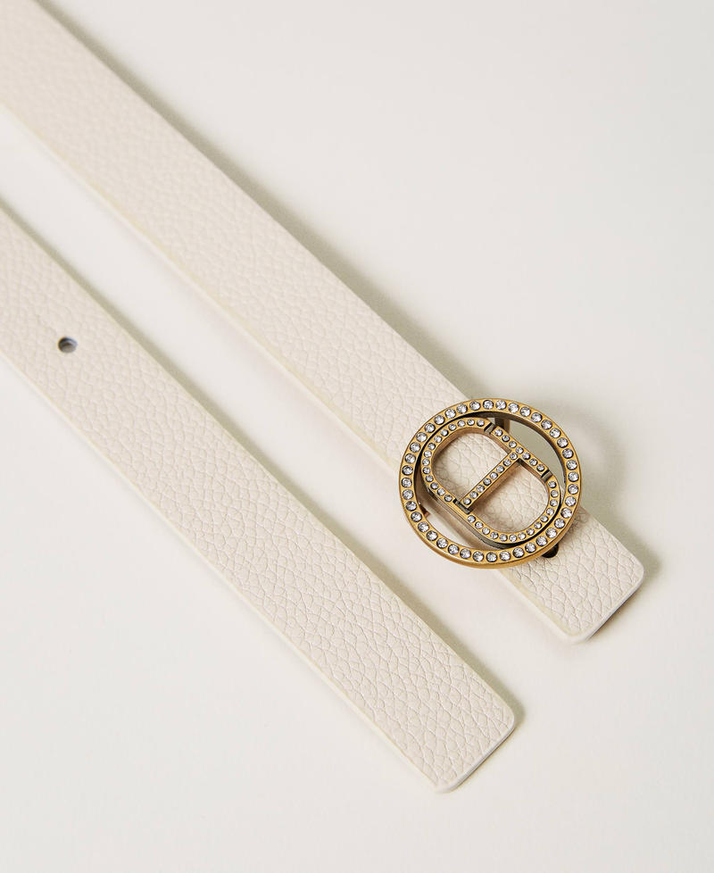 Belt with rhinestone Oval T buckle