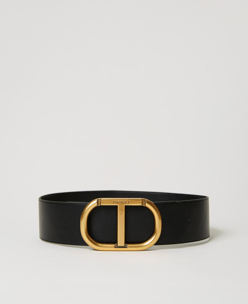 High waist belt with Oval T logo Black Woman 231TA4520-01