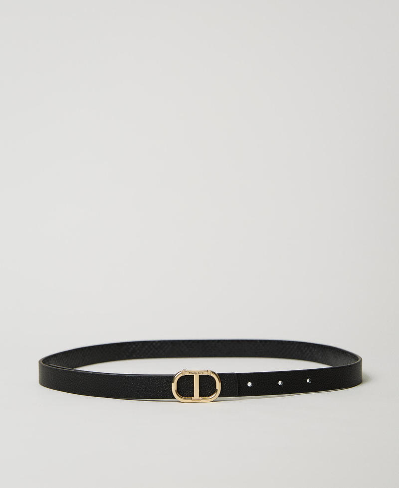 Reversible thin belt with Oval T Ivory Woman 231TA4530-01