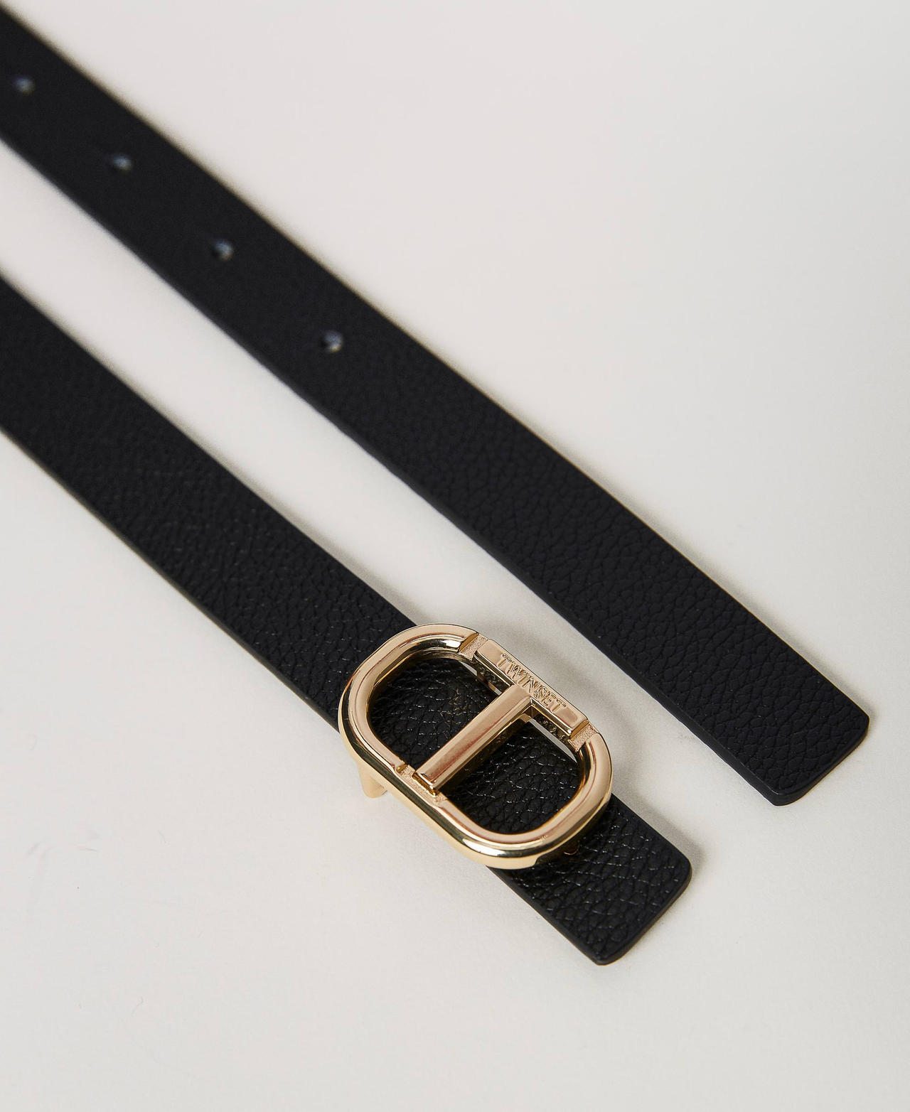 Reversible thin belt with Oval T Ivory Woman 231TA4530-02