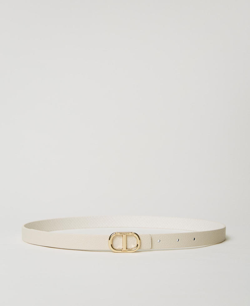 Reversible thin belt with Oval T Ivory Woman 231TA4530-01