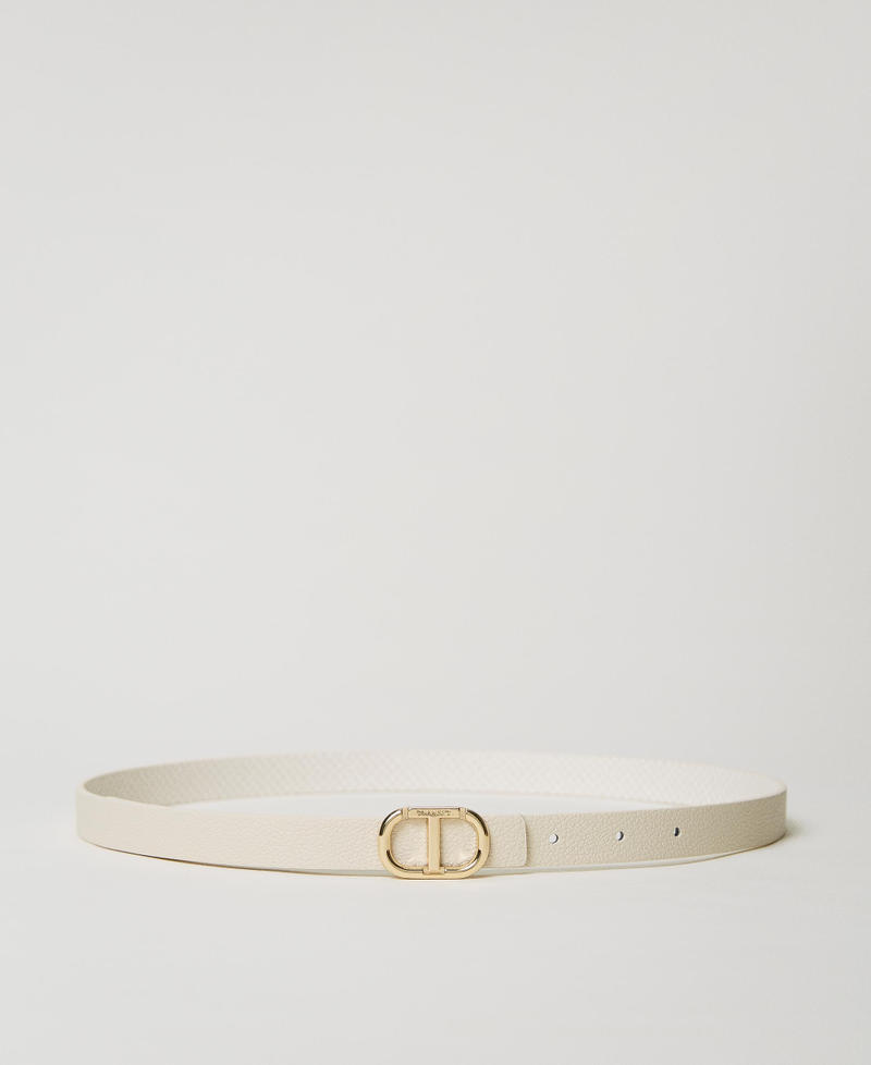 Reversible thin belt with Oval T Ivory Woman 231TA4530_00018_01