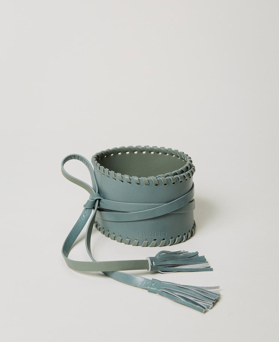Sash belt with threadings Agave Green Woman 231TA453A_00625_01