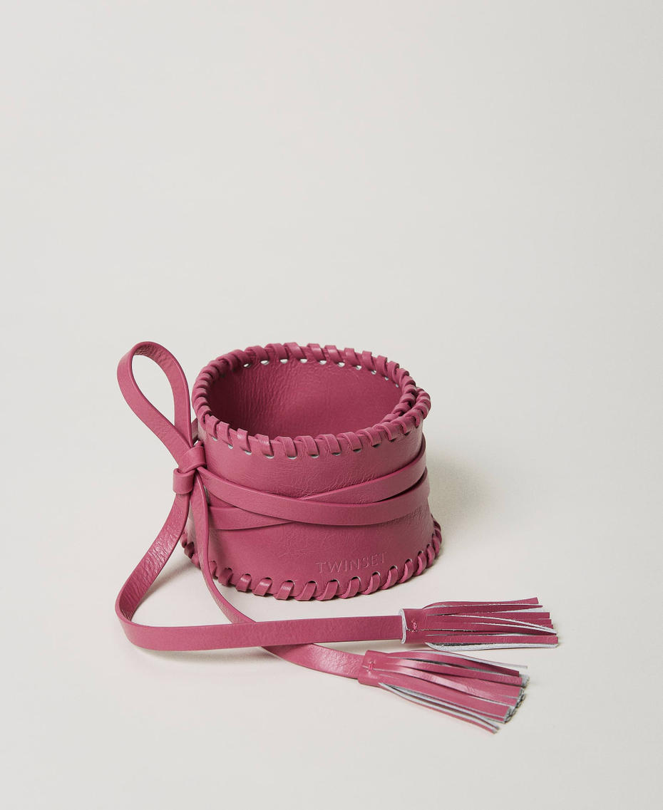 Sash belt with threadings Dark Rose Woman 231TA453A_00765_01