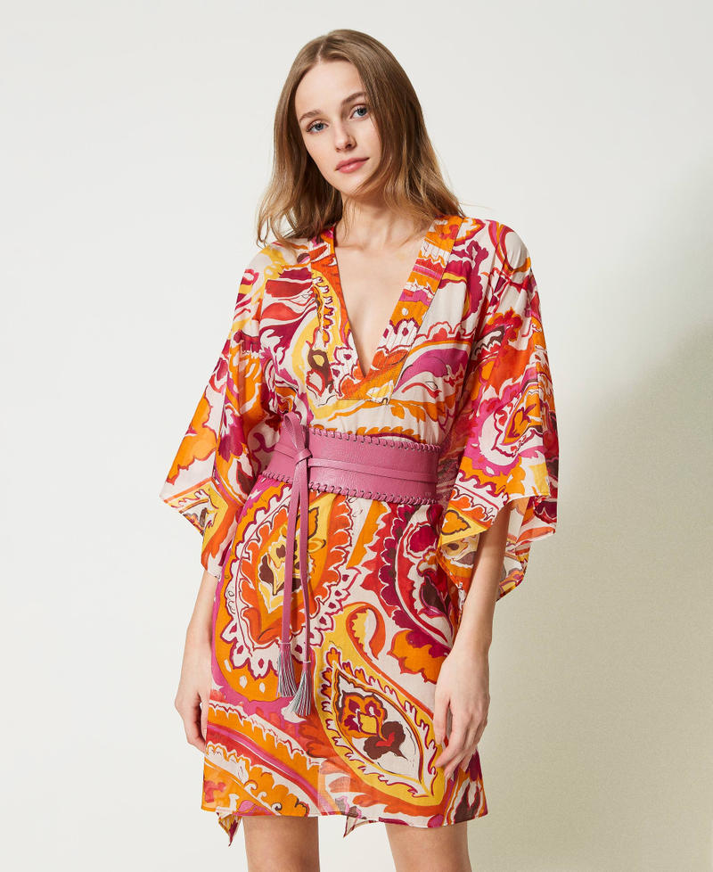 Sash belt with threadings Dark Rose Woman 231TA453A_00765_0S