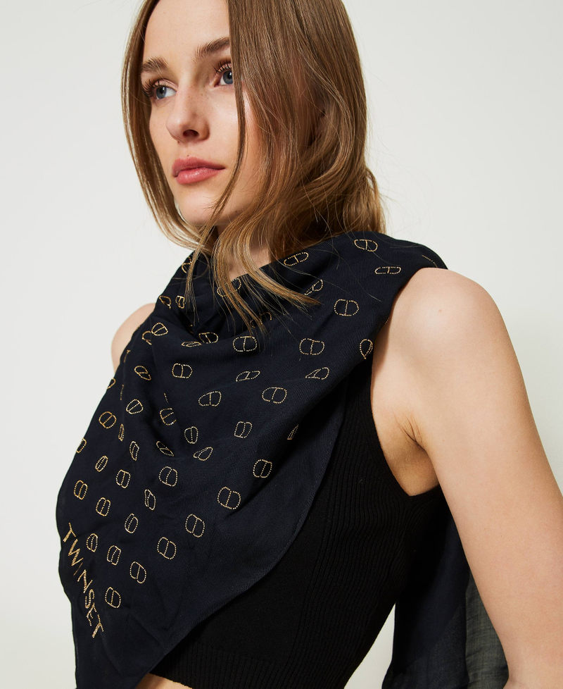 Kefiah with studs and Oval T Black Woman 231TA4560_00006_0S