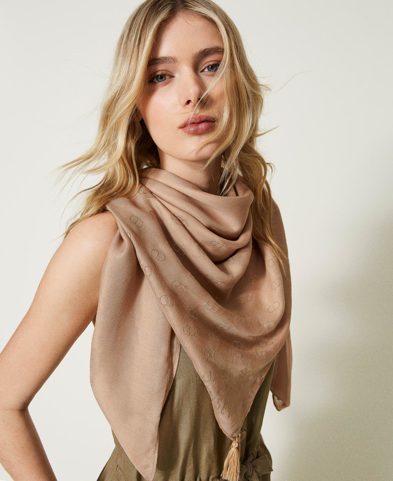 Kefiah with studs and Oval T Warm Beige Woman 231TA4560_04233_0S