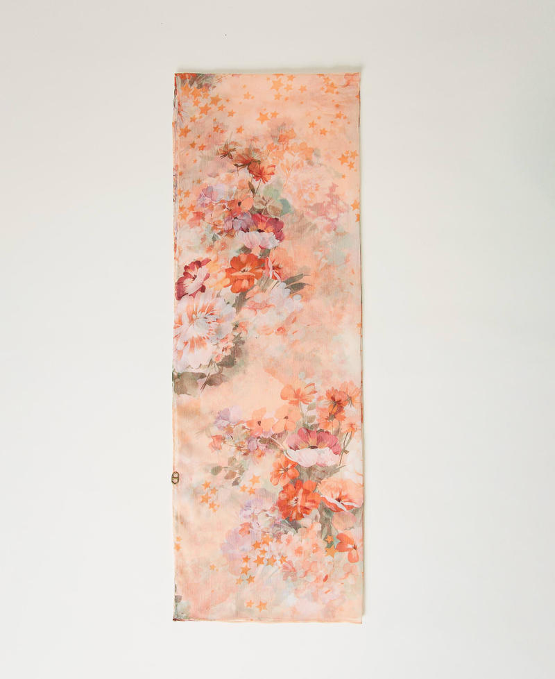 Stole with floral print Lilac Flower / Orange Print Woman 231TA4642-01