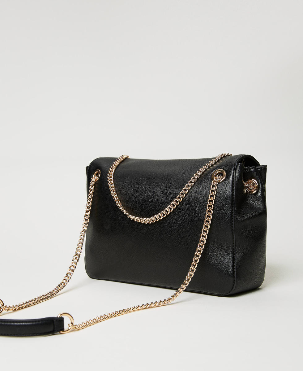 período Ardilla Cancelar Bolso bandolera grande con cadena Mujer, Negro | TWINSET Milano