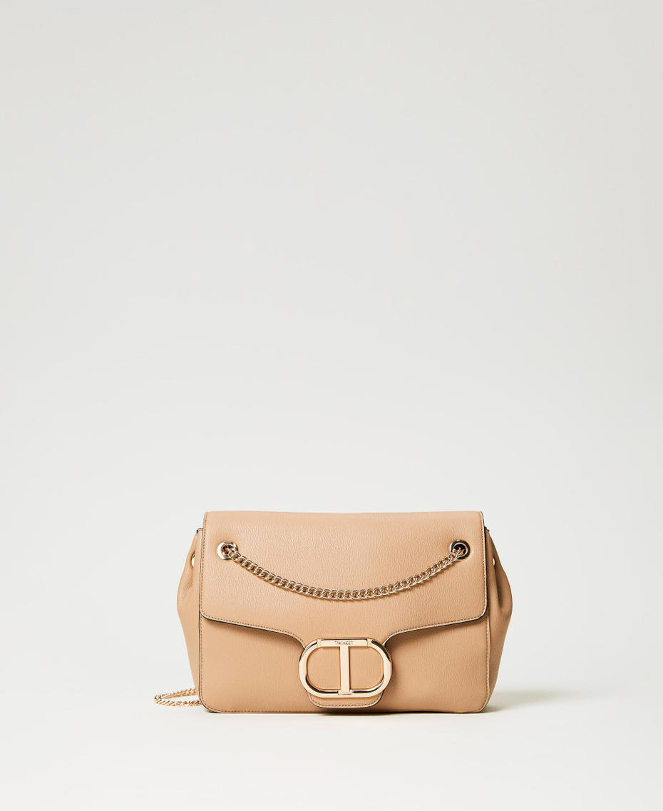 Borsa a tracolla grande con catena Beige "Canapa Chiaro" Donna 231TB7060_10315_01