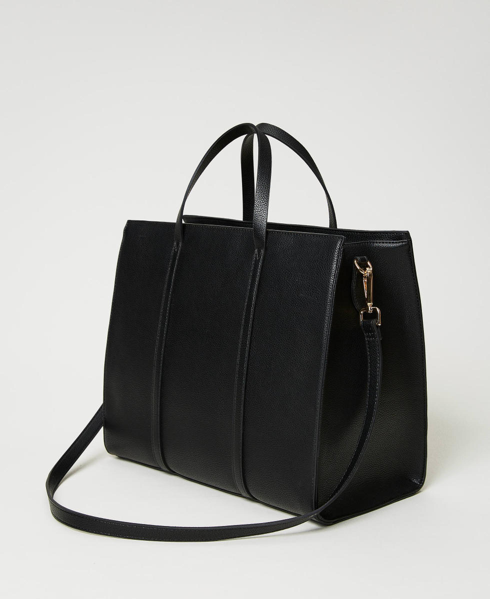 Shopper with embossed logo Woman Black TWINSET Milano
