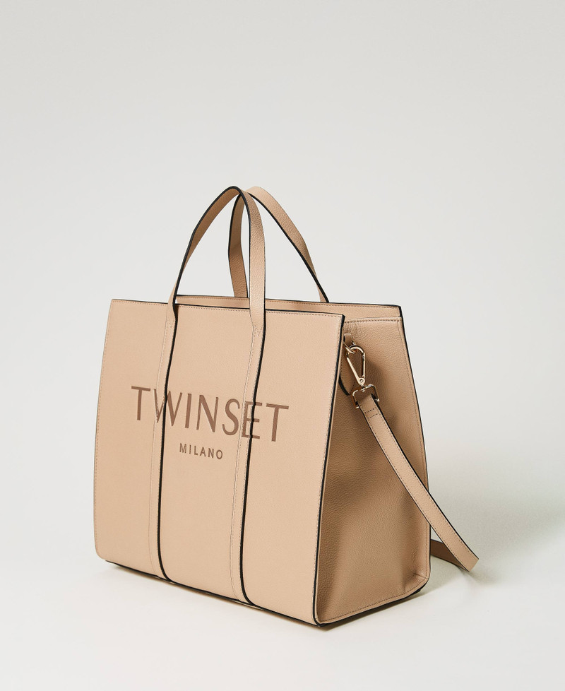 MILAN Shopper Beige Collezione Gomma 430, In Tessuto Ripstop, Con Zip, 38x36 Cm, 7,5 Litri