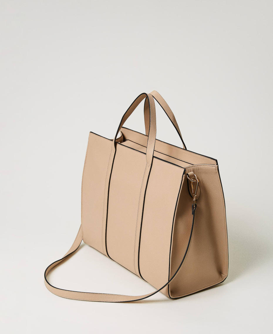 Shopper with embossed logo “Pale Hemp” Beige Woman 231TB709B_10315_03