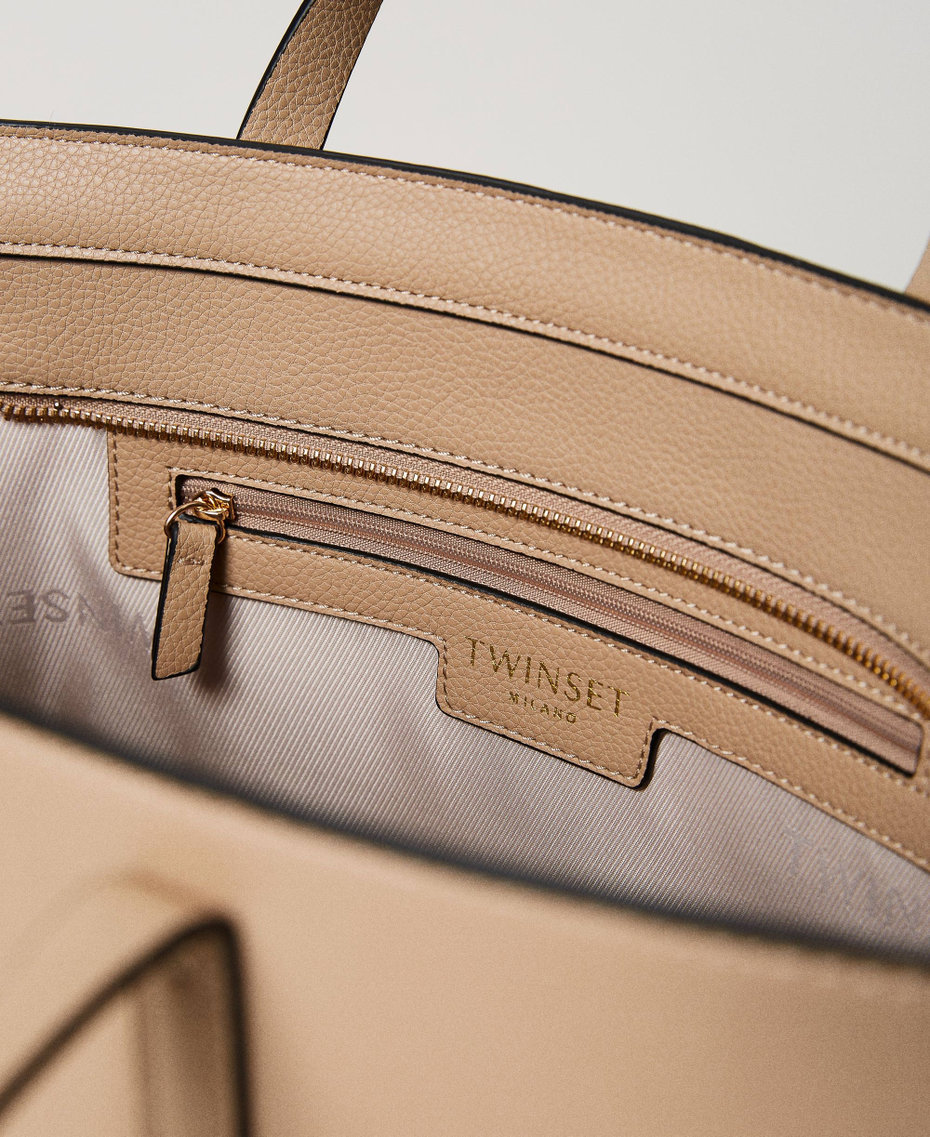 Shopper with embossed logo “Pale Hemp” Beige Woman 231TB709B_10315_04