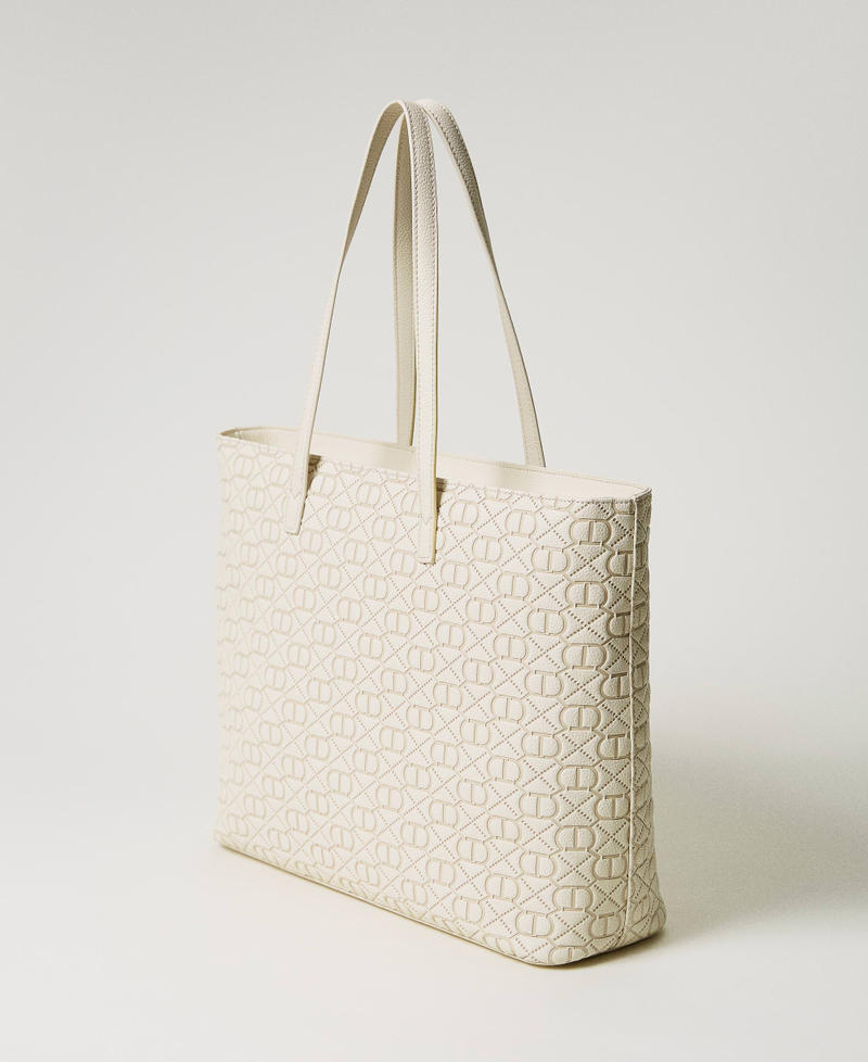 Shopper with embossed Oval T Ivory Woman 231TB711E-03