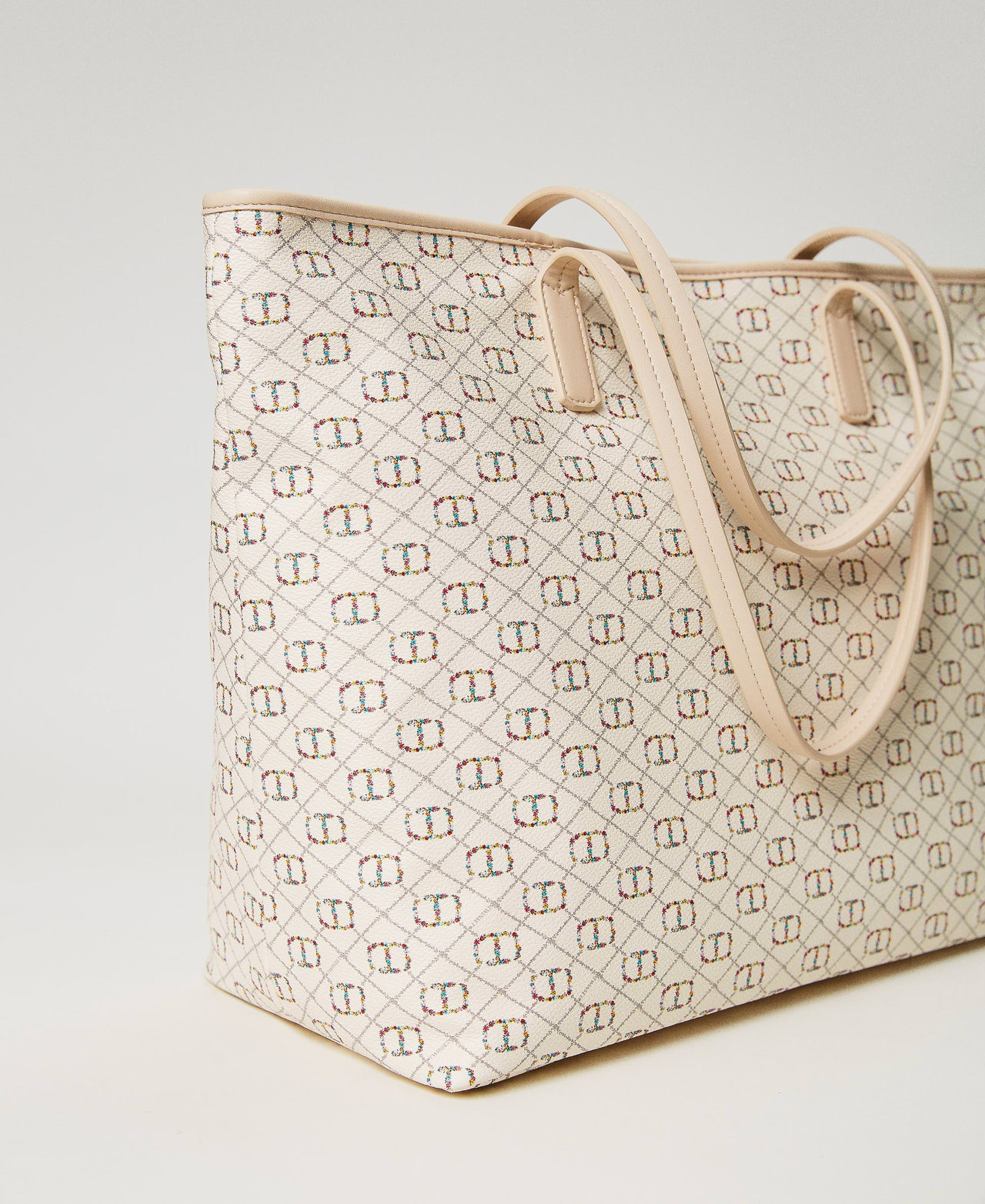 Shopper mit Oval T- und Blumen-Logoprint