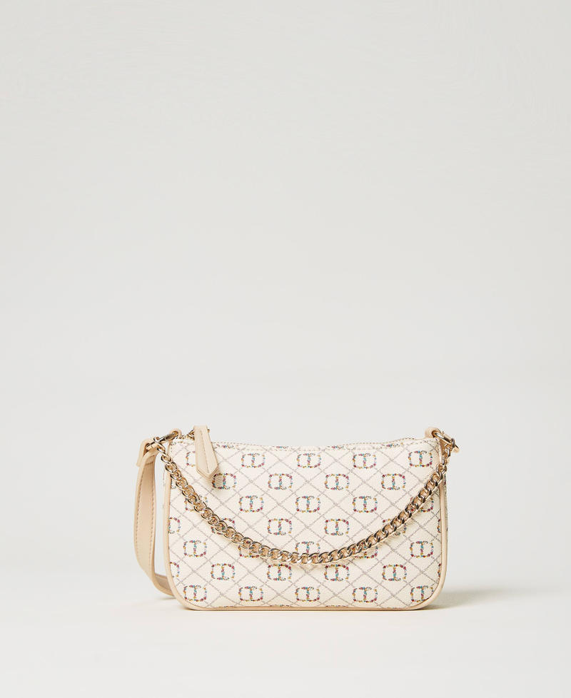 ‘Petite’ shoulder bag with floral Oval T Flower Oval T and Twinset / Ivory Woman 231TB712F-01