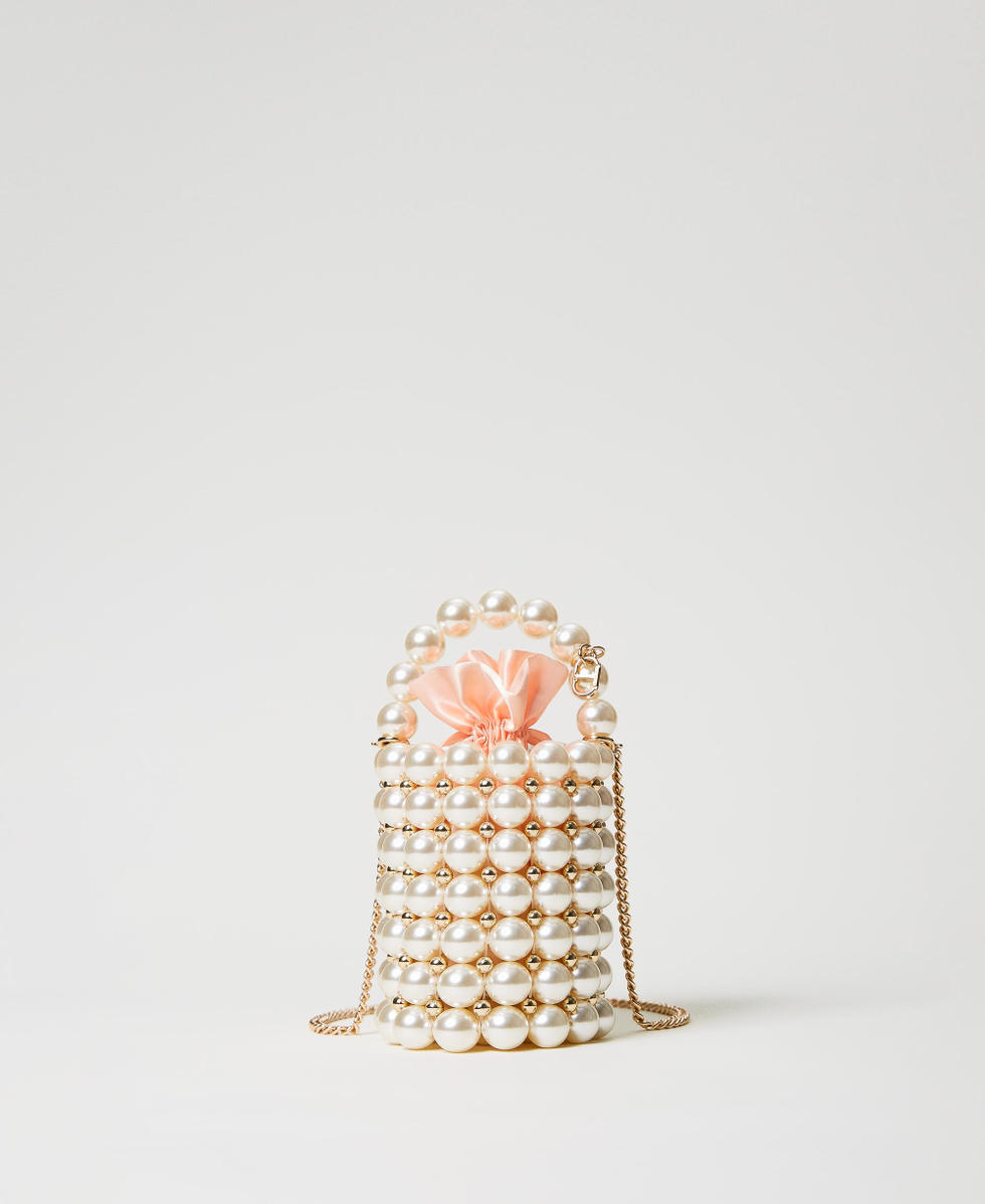 Bucket bag with pearls