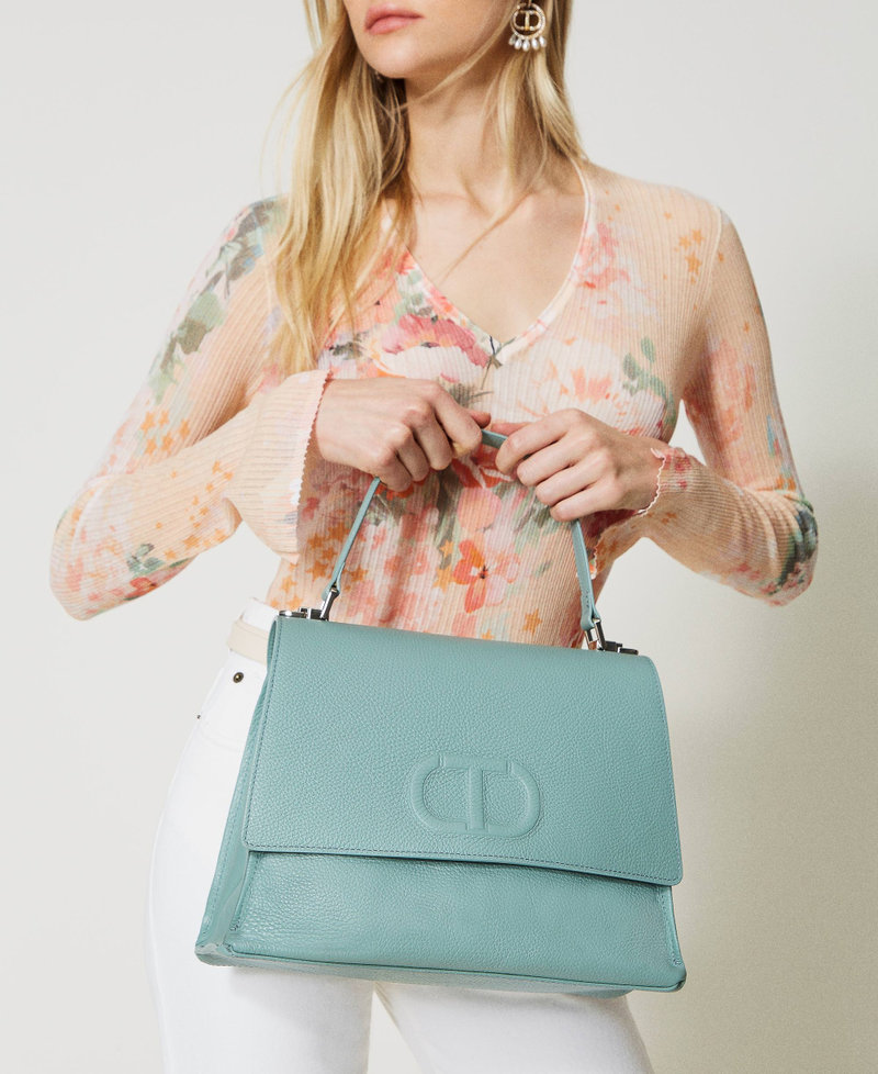 Top-Handle-Bag „Joy“ aus Leder Agaven Grün Frau 231TB7230_00625_0S