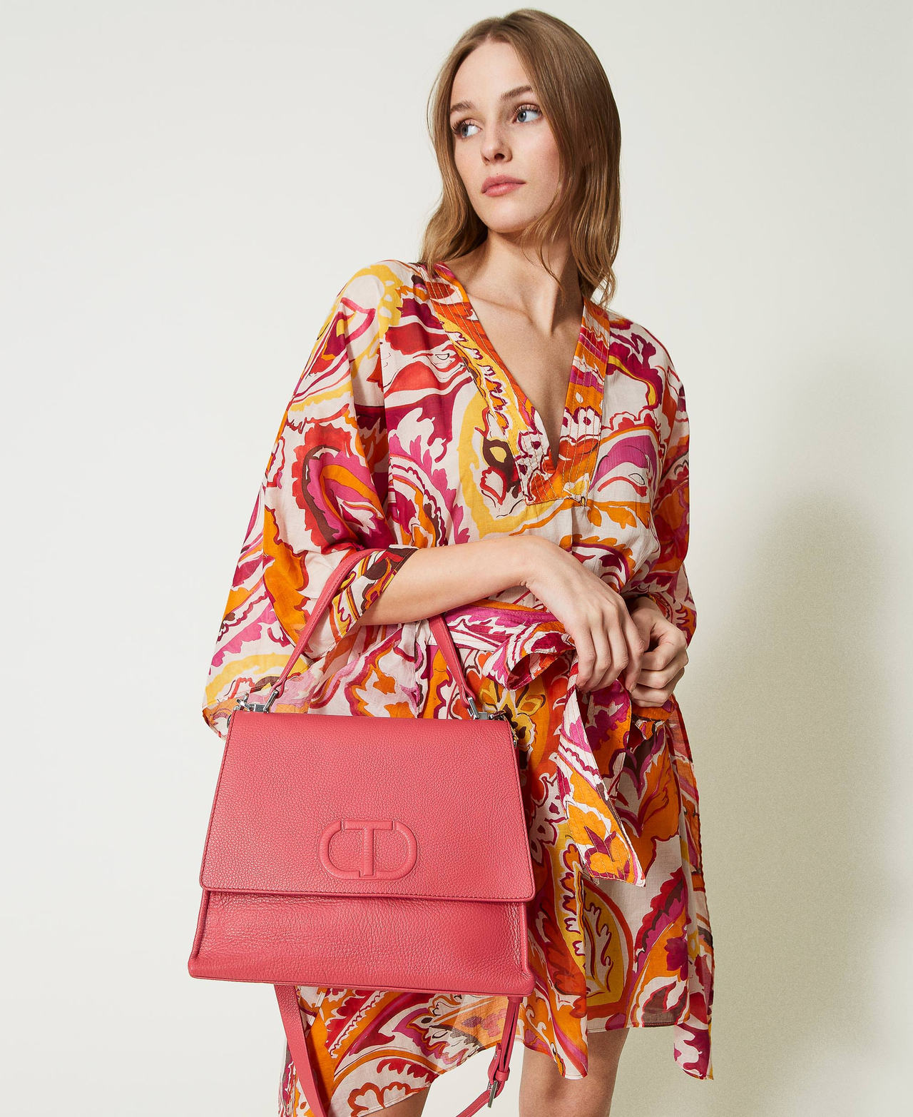 Borsa top handle ‘Joy’ in pelle Rosso "Vamp" Donna 231TB7230_10390_0S