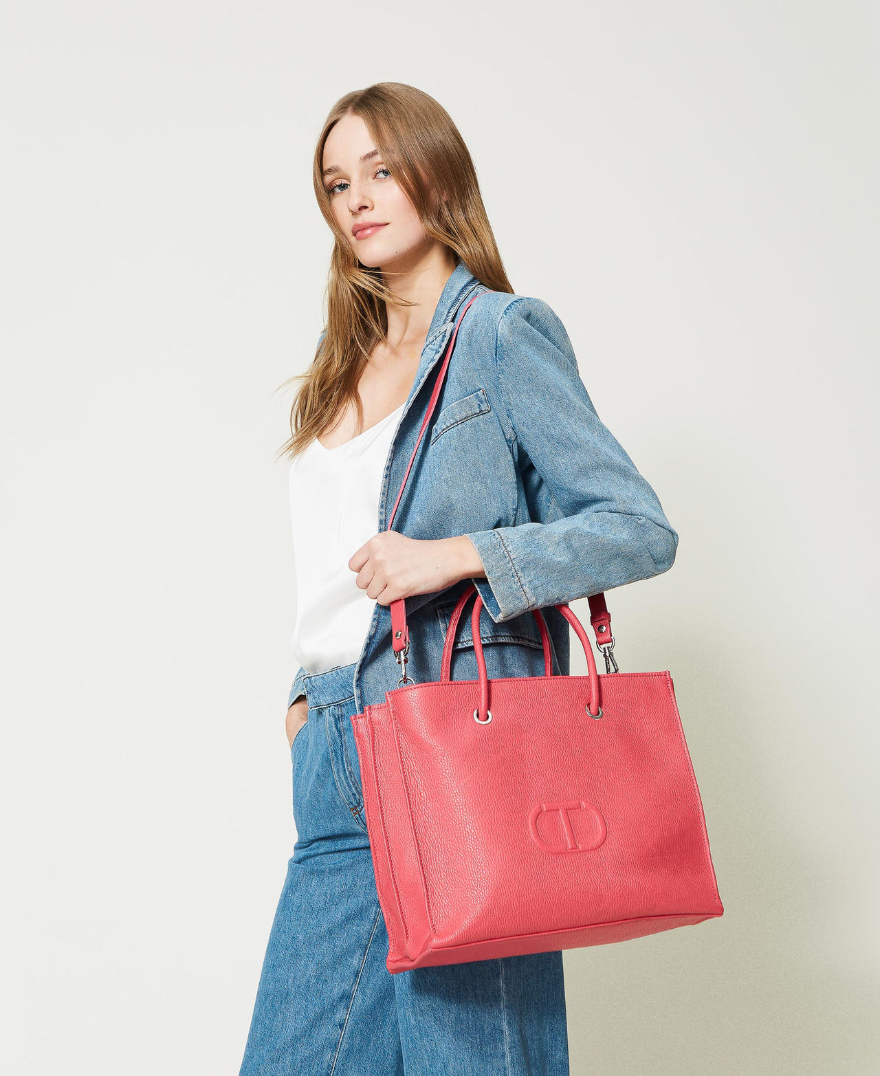 ‘Bella’ leather shopping bag "Cradle Pink" Woman 231TB7235-0S