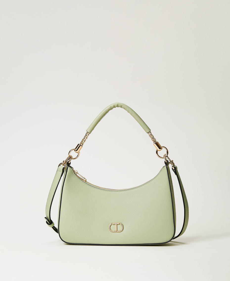 Hobo bag with torchon chains Light Sage Woman 231TB7241_10454_01