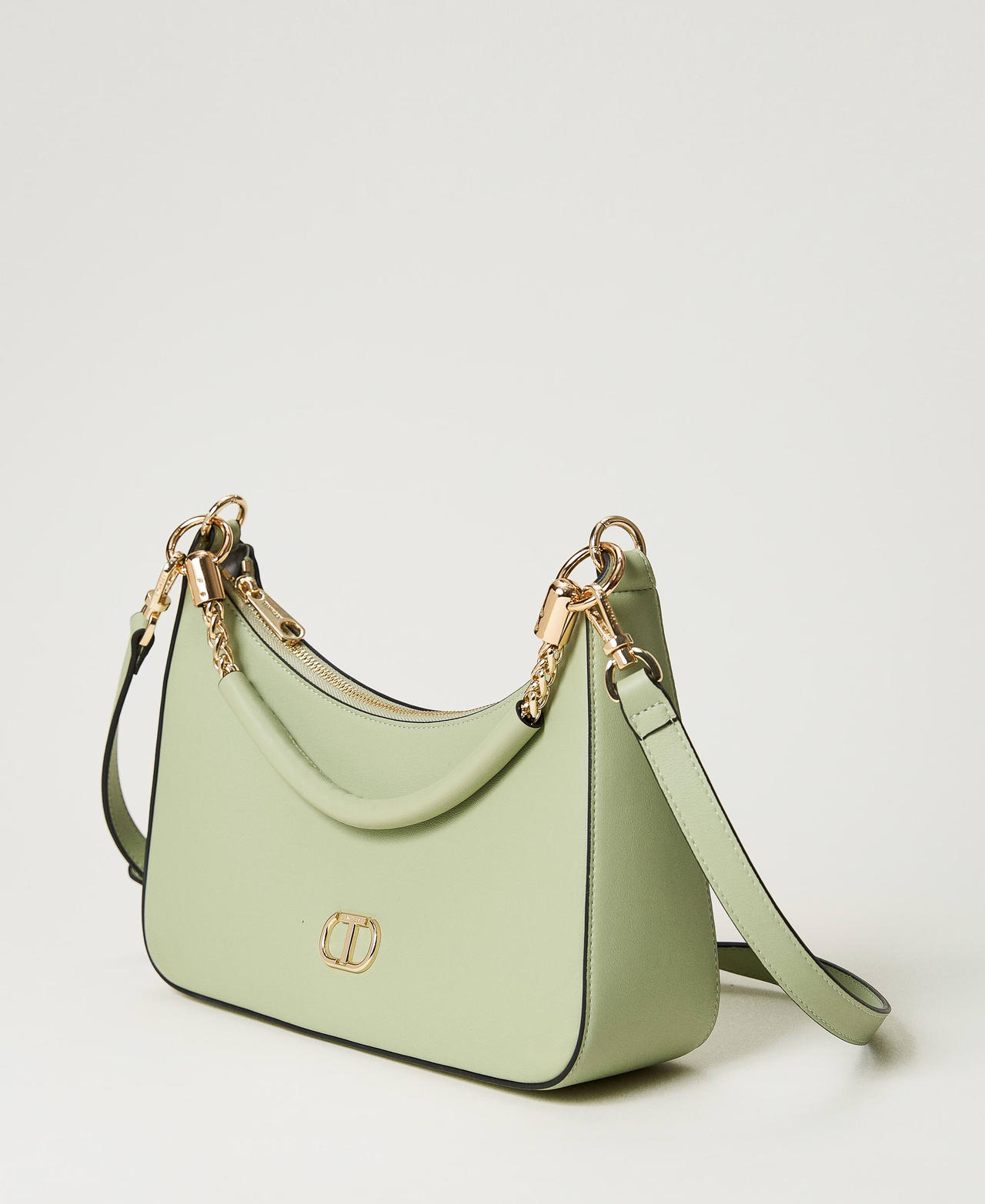 Hobo bag with torchon chains Light Sage Woman 231TB7241_10454_02