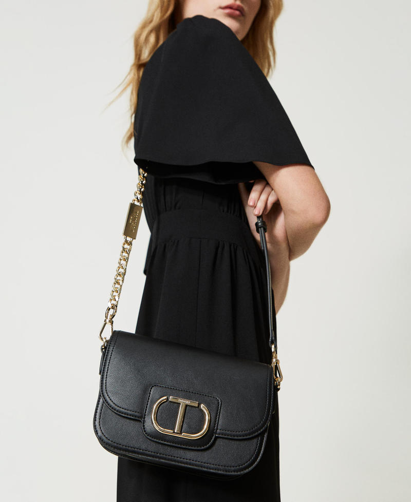 ‘Awhi’ shoulder bag with Oval T Black Woman 231TB7250-0S