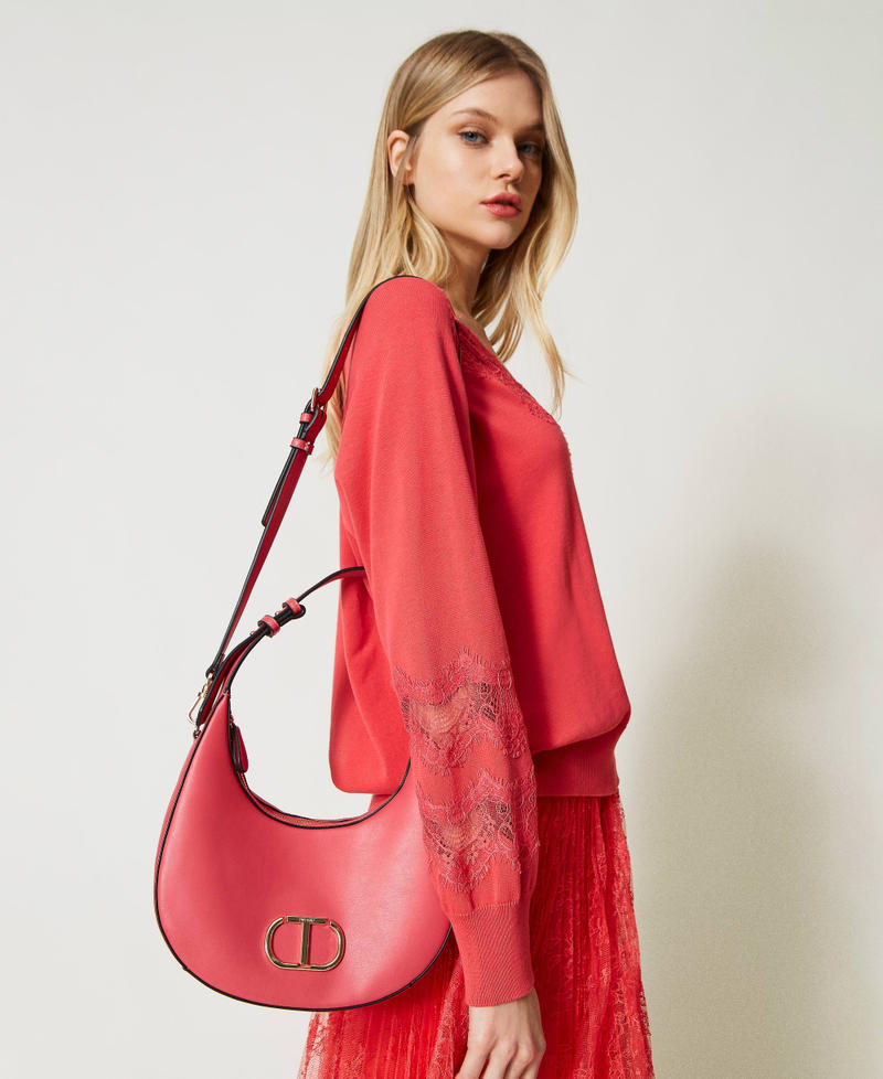‘Moon’ shoulder bag with Oval T "Cradle Pink" Woman 231TB7254-0S