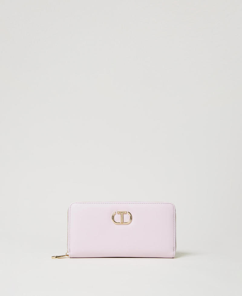 Leather-like wallet with metal Oval T
