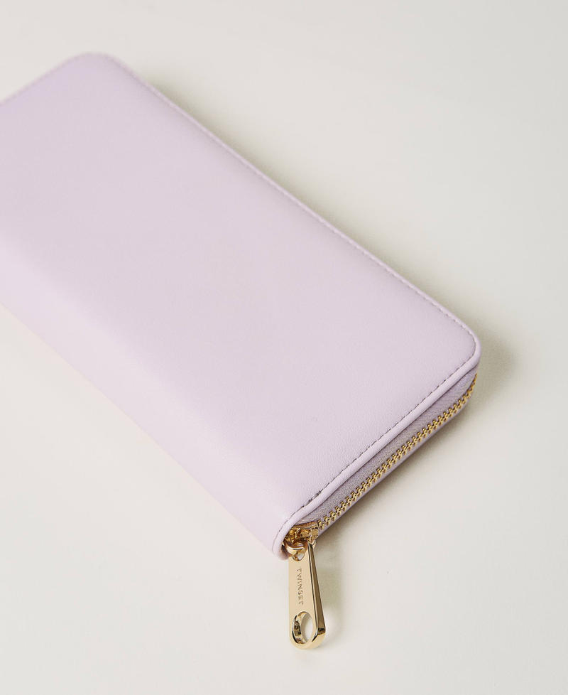 Leather-like wallet with metal Oval T