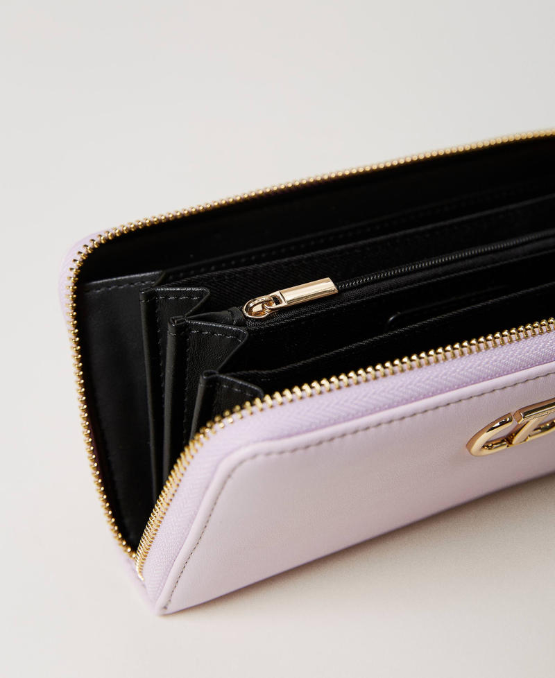 Leather-like wallet with metal Oval T