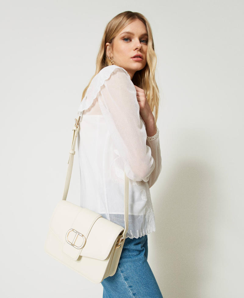 ‘Amie’ leather shoulder bag Ivory Woman 231TB7290-0S